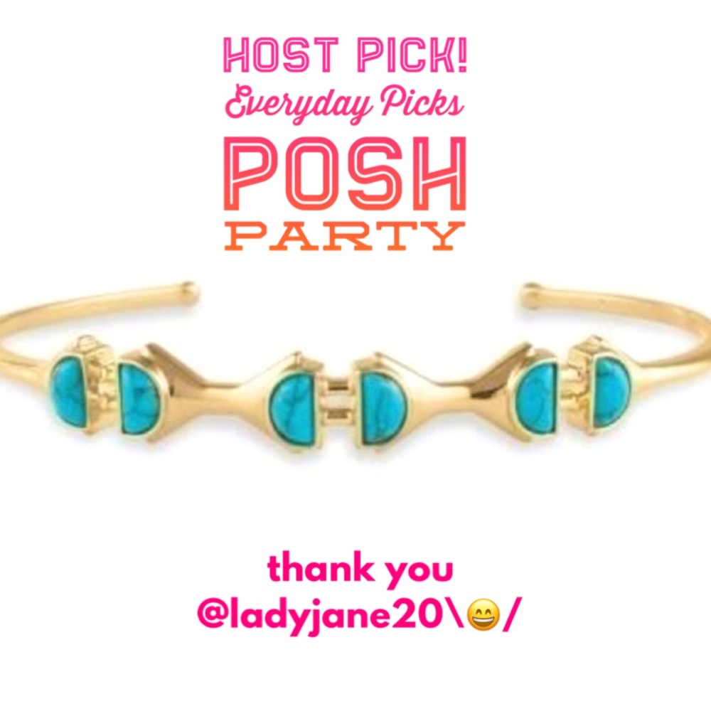 Stella & Dot | Dainty Gold Bracelet Turquoise+Gold Delicate Cuff - Picture 2 of 7